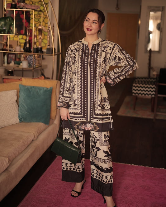 Crepe-Stitched Wrinkle Free & Flowy 2 piece printed Co-Ord Outfit | WDR-113