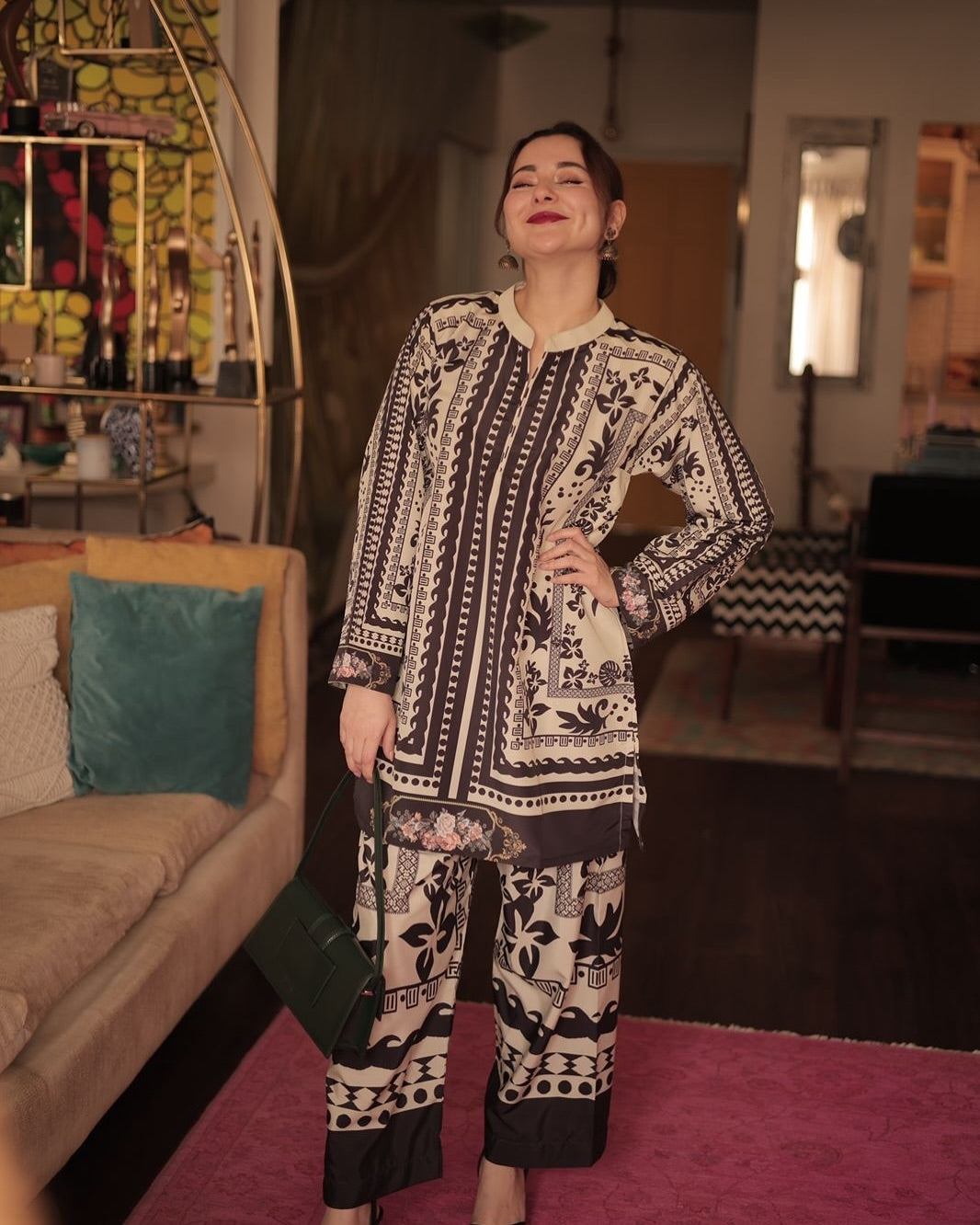 Crepe-Stitched Wrinkle Free & Flowy 2 piece printed Co-Ord Outfit | WDR-113
