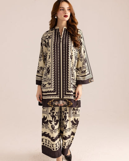 Crepe-Stitched Wrinkle Free & Flowy 2 piece printed Co-Ord Outfit | WDR-113