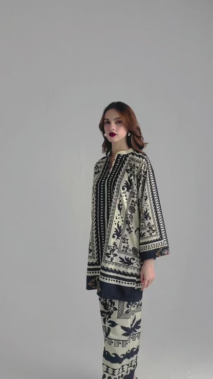 Crepe-Stitched Wrinkle Free & Flowy 2 piece printed Co-Ord Outfit | WDR-113