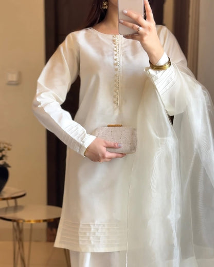 WDR-116 STITCHED RIVAJ FARSHI SHALWAR WHITE