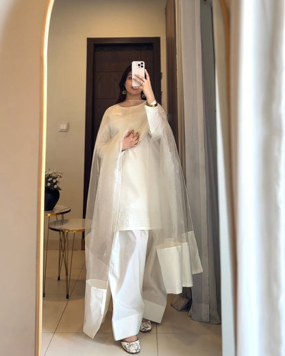 WDR-116 STITCHED RIVAJ FARSHI SHALWAR WHITE