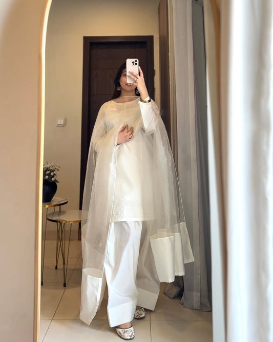 WDR-116 STITCHED RIVAJ FARSHI SHALWAR WHITE