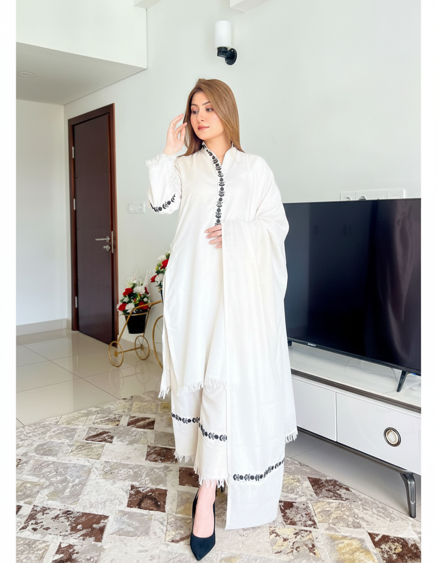 Wool Synthetics Off White Elegant | WDR-98