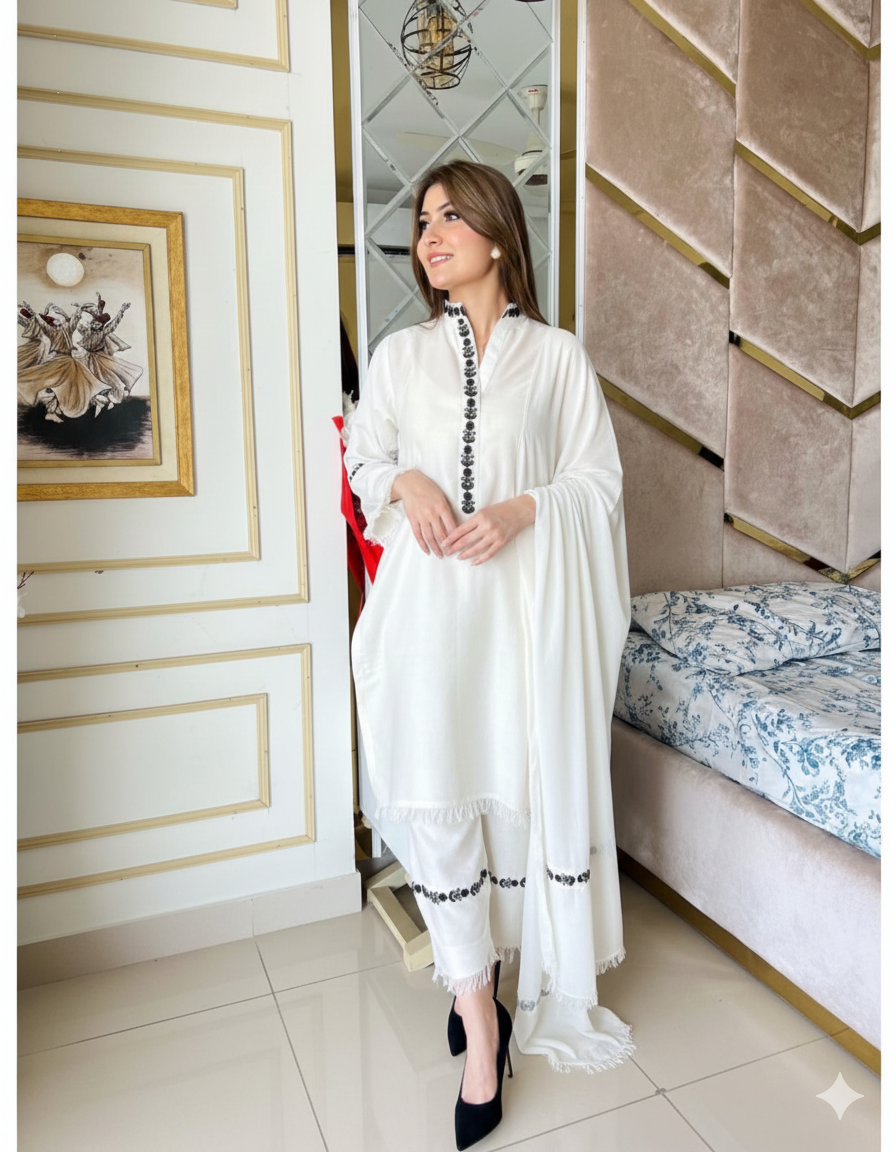 Wool Synthetics Off White Elegant | WDR-98
